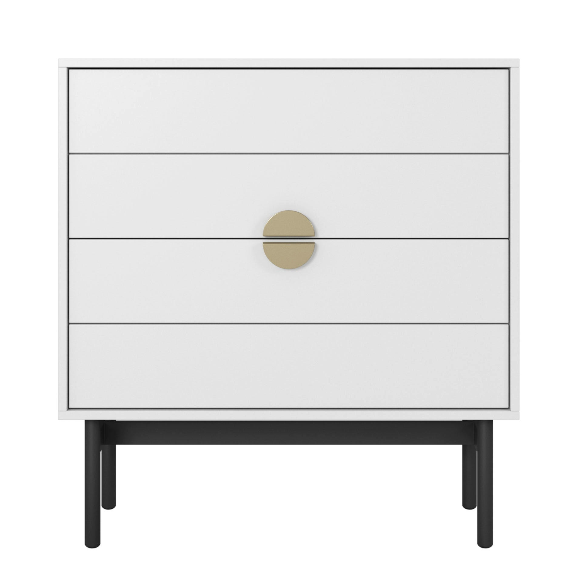 KOMODA Stoon II so 4 zásuvkami 85 cm - čierna/biela, kov/kompozitné drevo (85/92/38cm) - Selsey