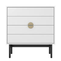 KOMODA Stoon II so 4 zásuvkami 85 cm - čierna/biela, kov/kompozitné drevo (85/92/38cm) - Selsey