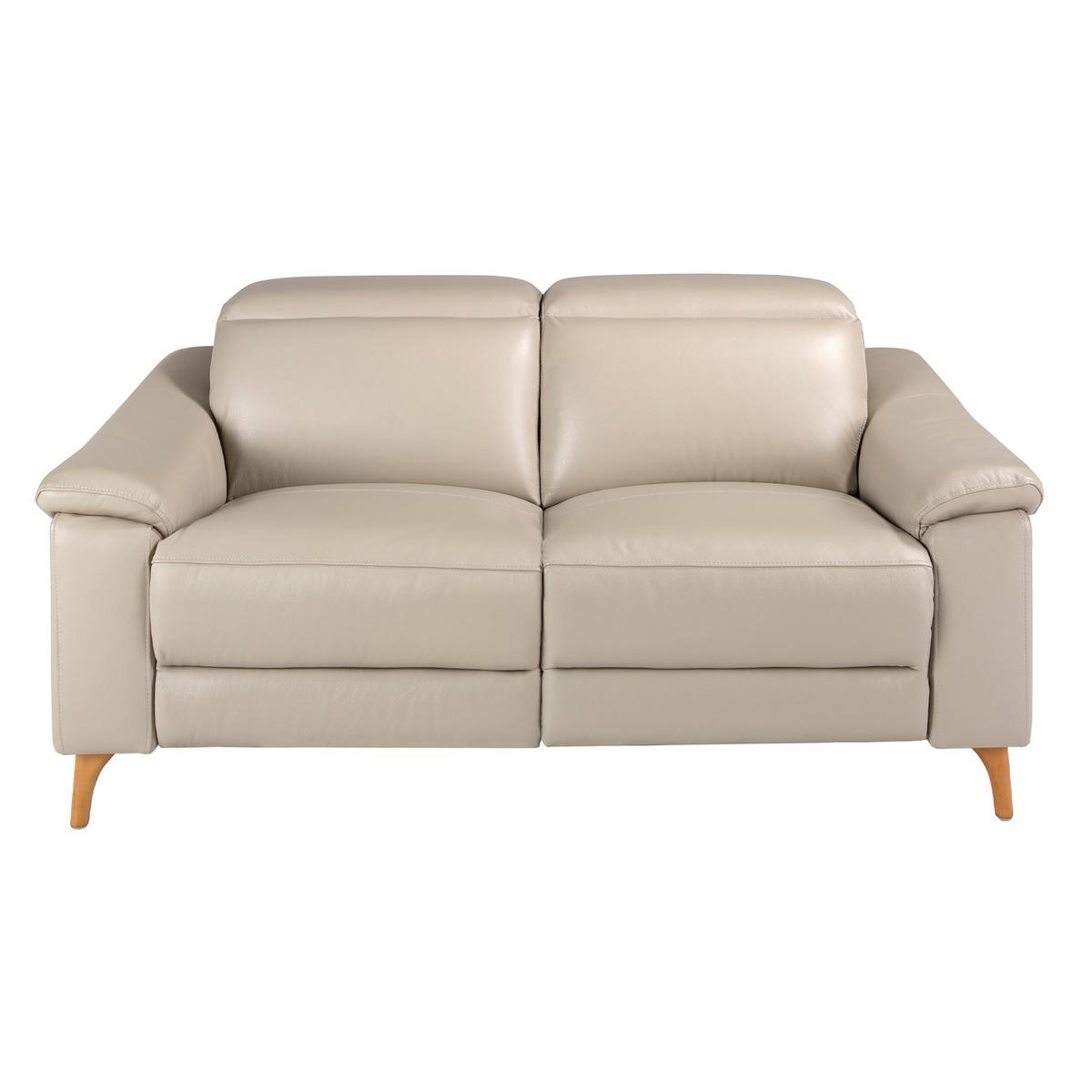 SOFA 2-Sitzer-Relax-Sofa aus taupefarbenem Leder 160/104/102 cm - Grau/Honig, Leder (160/102/104cm) - ANGEL CERDA