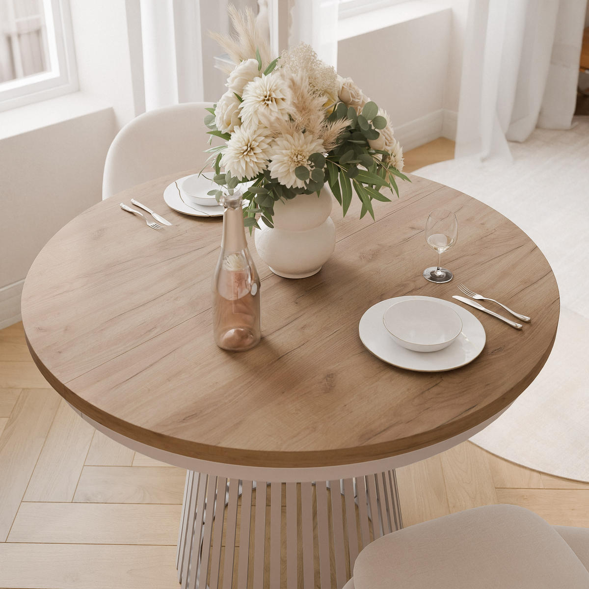 AUSZIEHTISCH AUREA 100-180/75 cm, Kaschmir / Craft-Eiche - Kaschmir/Eiche Wotan, Holzwerkstoff/Metall (100/100/75cm) - Idohome
