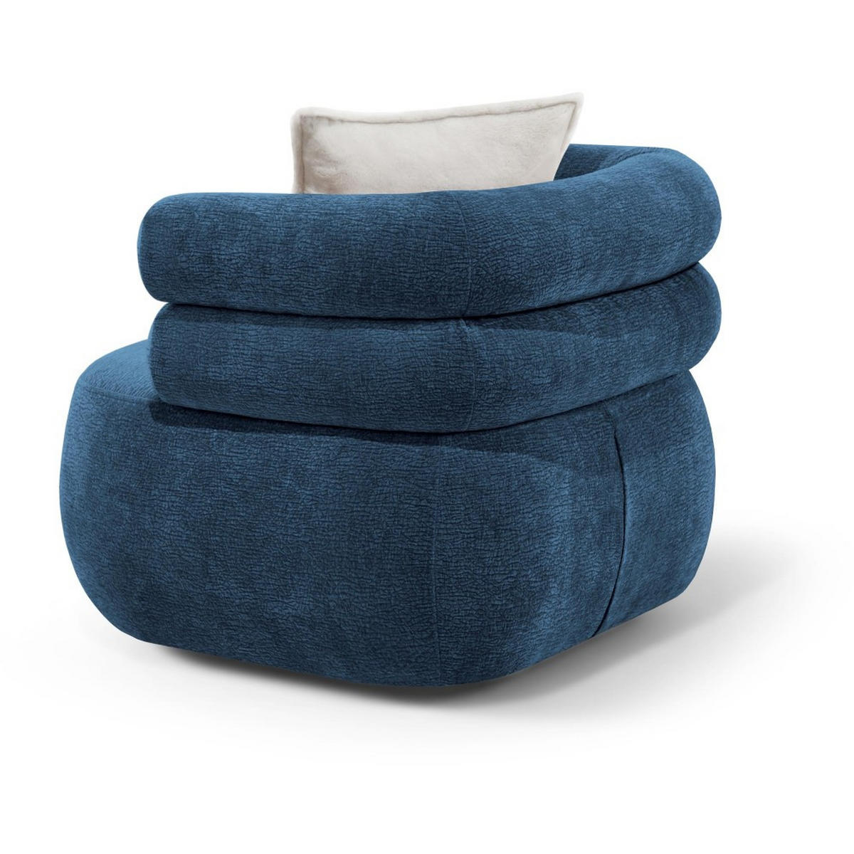 SESSEL Nano, Drehsessel mit runder Form, Dunkelblau - Dunkelgrau, Textil (95/75/95cm) - Beautysofa