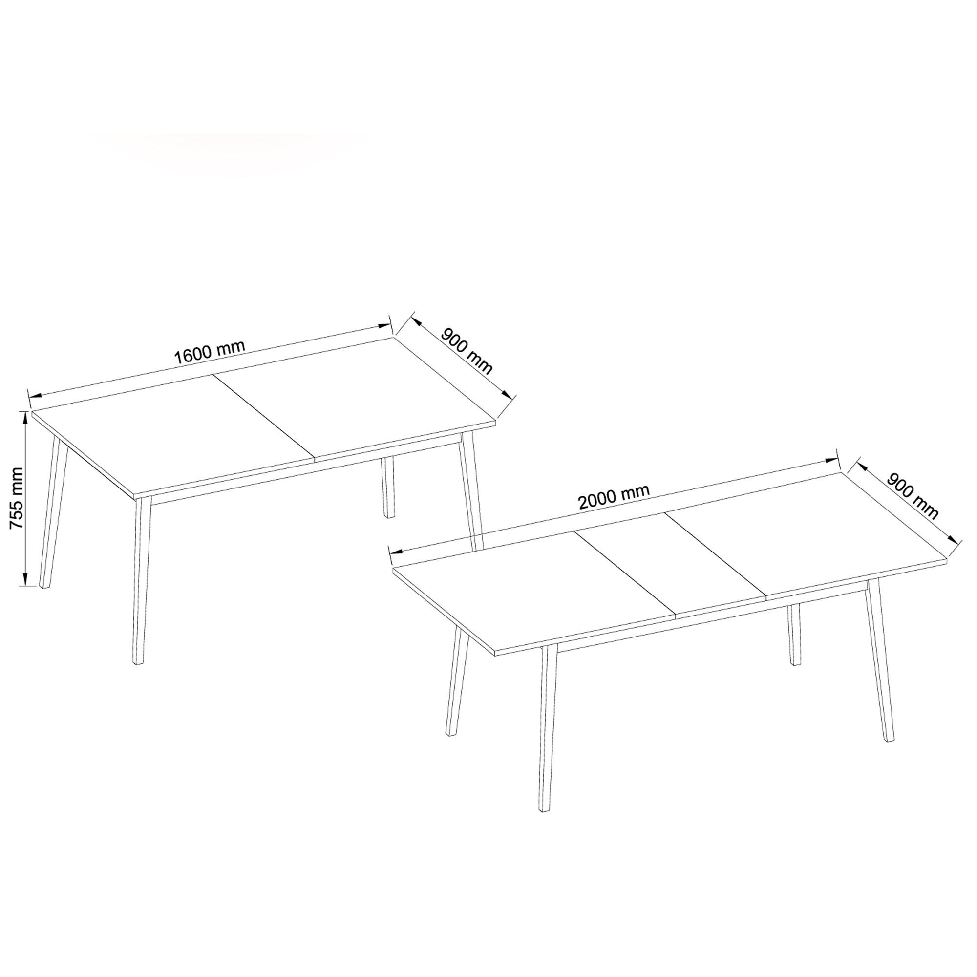ESSTISCH VIDIS Esszimmer, Ausziehbar - Schwarz, Holzwerkstoff (90/160/76cm) - KONSIMO®