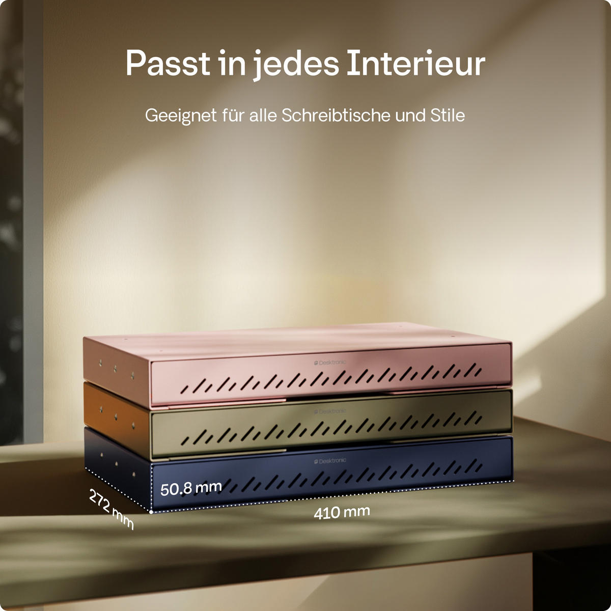 SCHUBLADEN-ORGANIZER unter dem Schreibtisch, 41x27x5cm Grün - Grün, Metall (41/27/5cm) - Desktronic