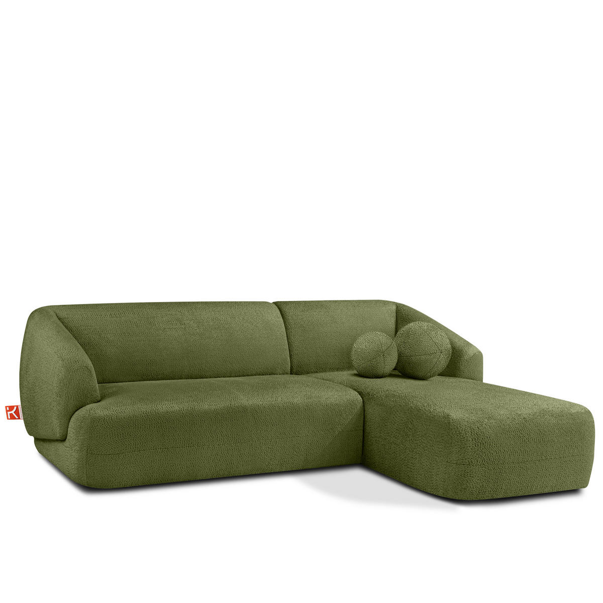 ECKSOFA RECHTS VIRA, Oliv, Chenille - Schwarz/Olivgrün, Holz/Holzwerkstoff (300/160cm) - KONSIMO®