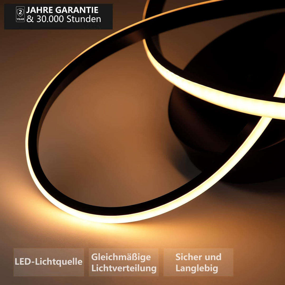 LED-DECKENLEUCHTE Möbius 40/40/14 cm - Schwarz, Kunststoff (40/40/14cm) - Nettlife
