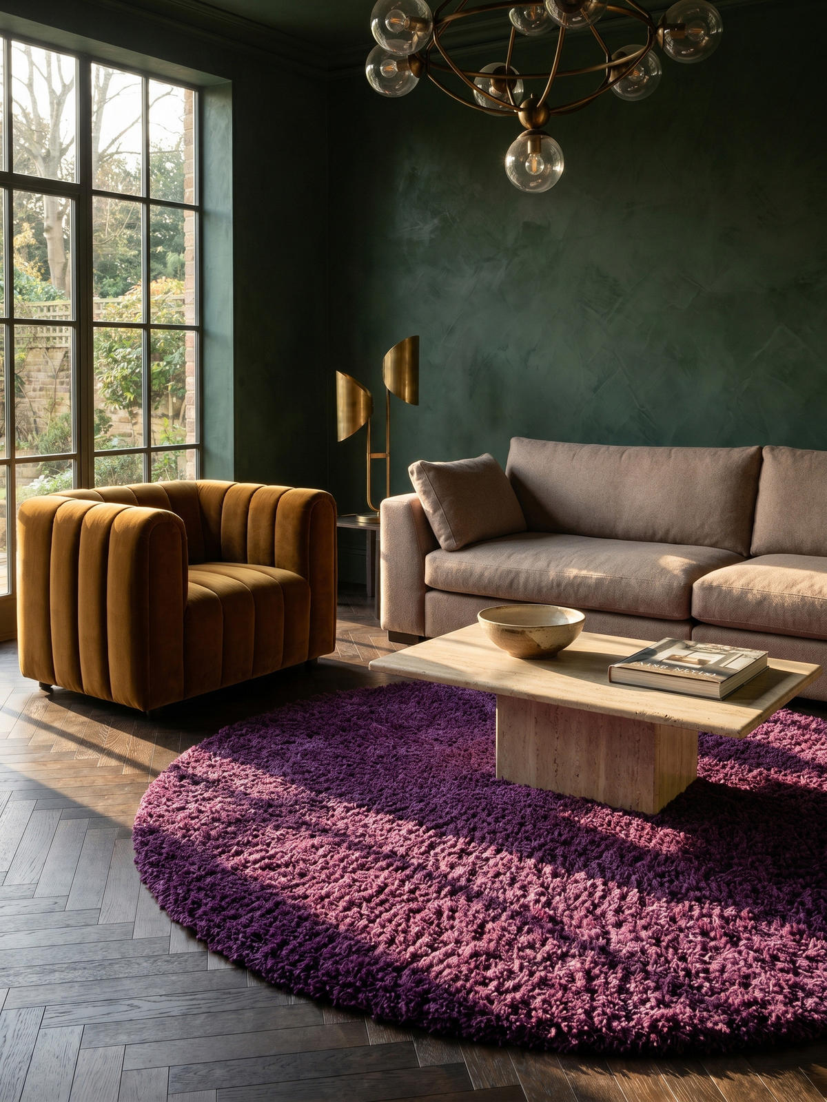 TEPPICH Hochflor Unifarben Polypropylen Wohnzimmer Shaggy Violett Rund 120x120 - Lila, Textil (120/120cm) - KADIMA DESIGN