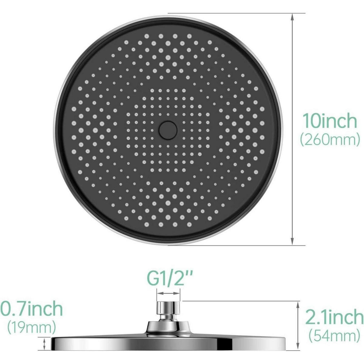 REGENDUSCHKOPF 10 Zoll Chrom mit Anti-Kalk-Düsen - Silberfarben, Metall (26/12.7/26cm)