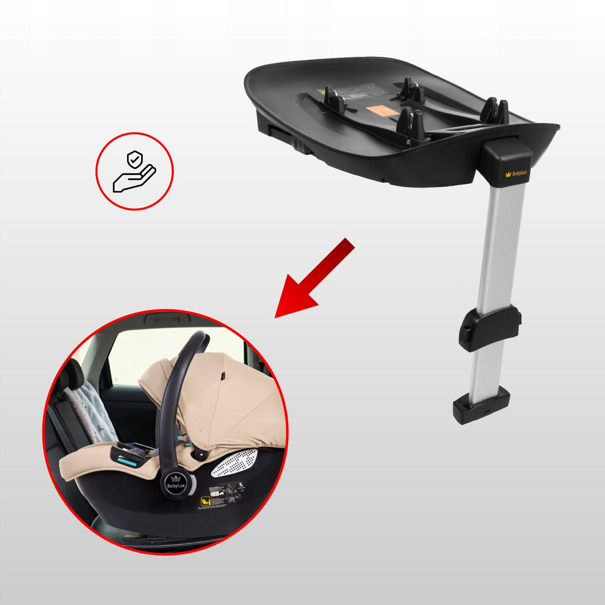 KINDERWAGEN Gavia 4in1 Brownie Babywanne, Reisebuggy, Autositz, Isofix Basis - Beige/Schwarz, Textil/Metall (58/98cm) - BabyLux
