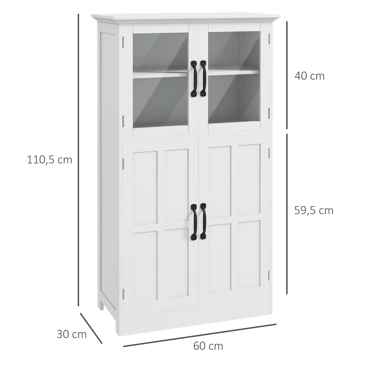 HIGHBOARD DE-11058 2 Glastüren Weiß - Weiß, Holzwerkstoff (30/110.5/60cm) - ComfortXL