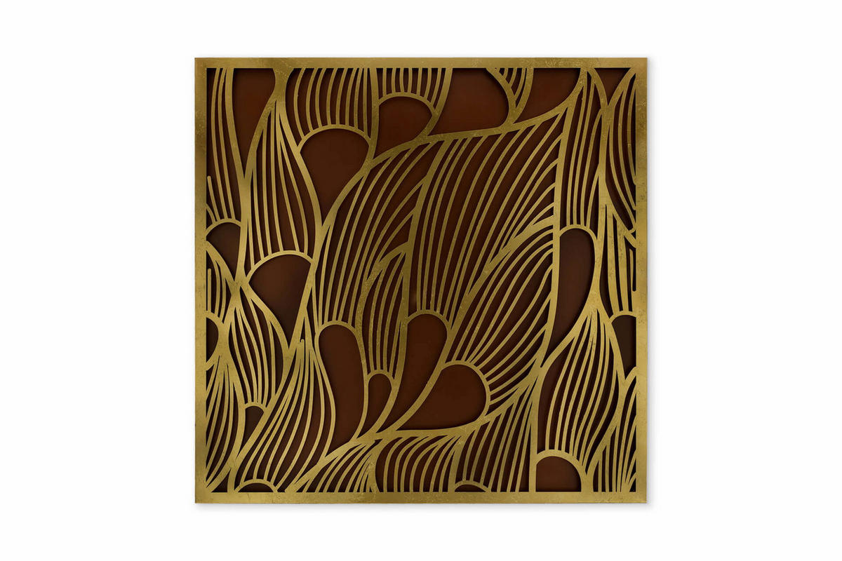 METALLBILD Gold 80/80 cm - Goldfarben/Schwarz, Metall (5.2/80cm) - KUNSTLOFT