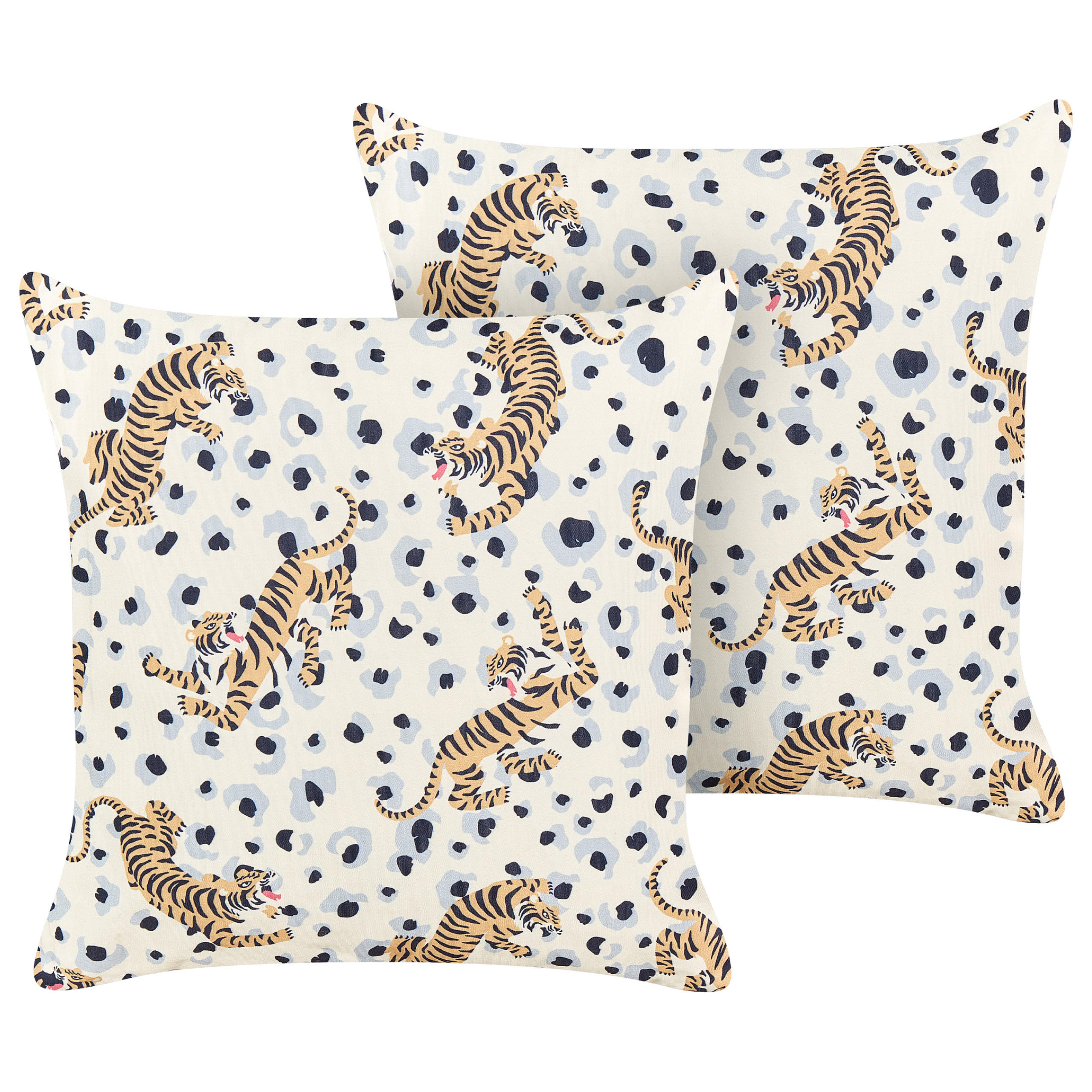 GARTENKISSEN 2er-Set Tigermotiv mehrfarbig 45/45 cm Arenzano - Multicolor, Textil (45/45cm) - Beliani