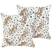 GARTENKISSEN 2er-Set Tigermotiv mehrfarbig 45/45 cm Arenzano - Multicolor, Textil (45/45cm) - Beliani