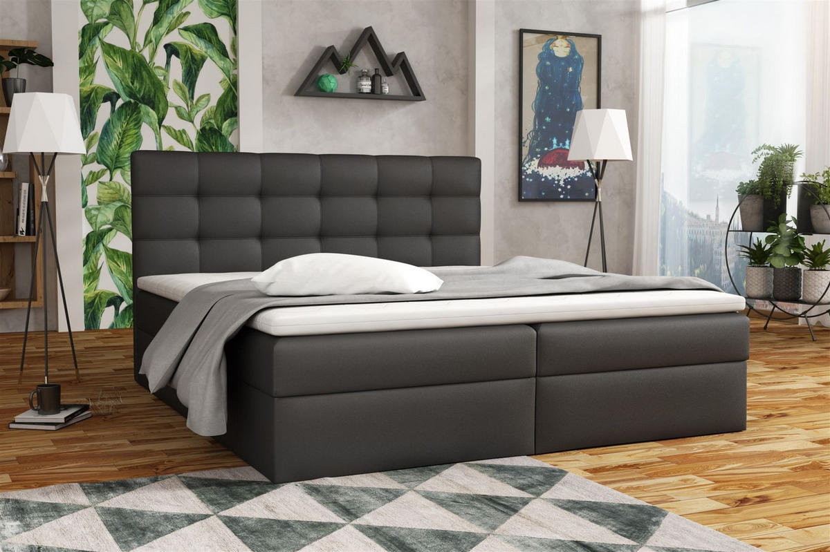 BOXBETT Doriano In Kunstleder Soft - Schwarz, Holzwerkstoff/Textil (120/200cm) - Fun Möbel
