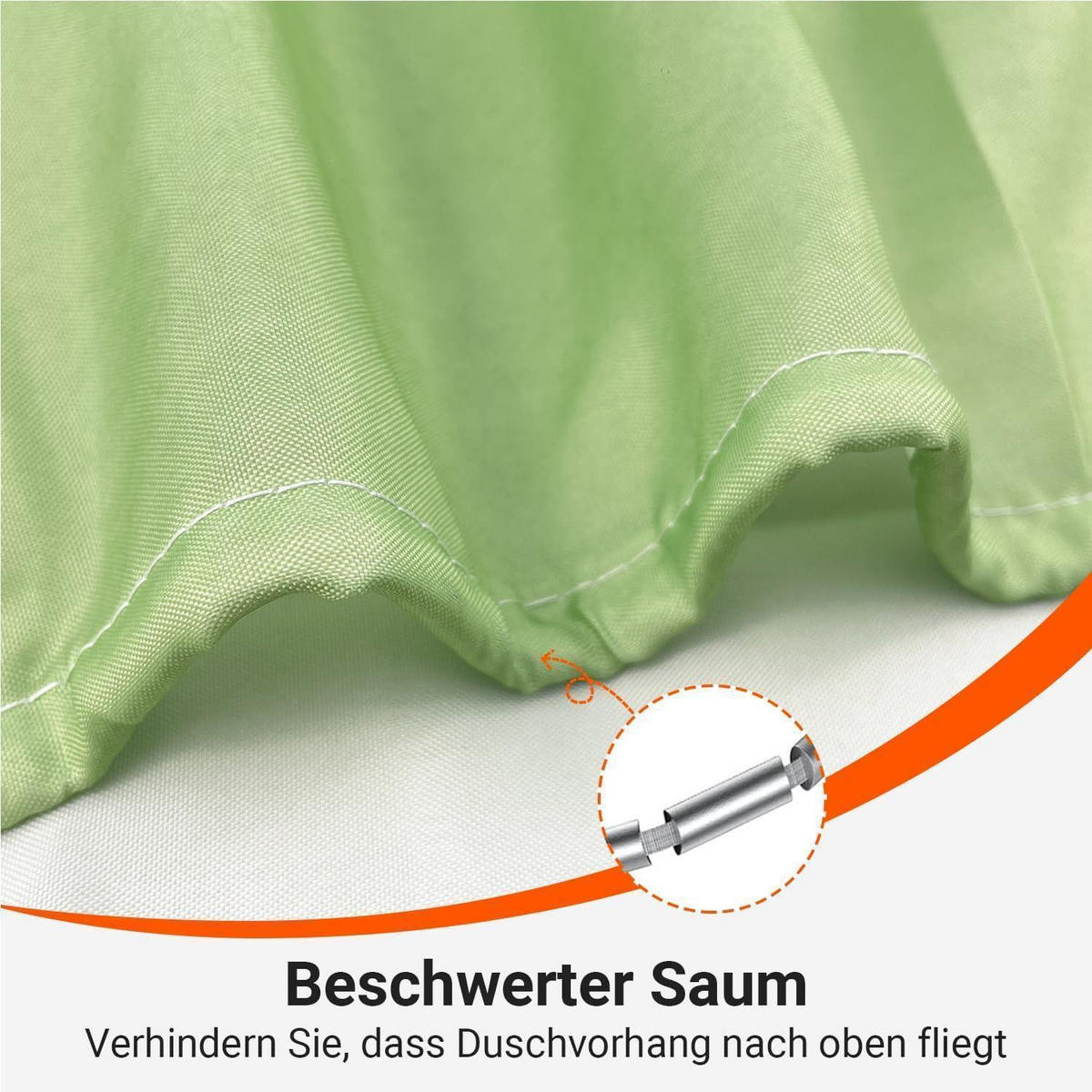 DUSCHVORHANG Grünes Lächeln 120 x 200 cm - Grün, Textil (120/200cm)