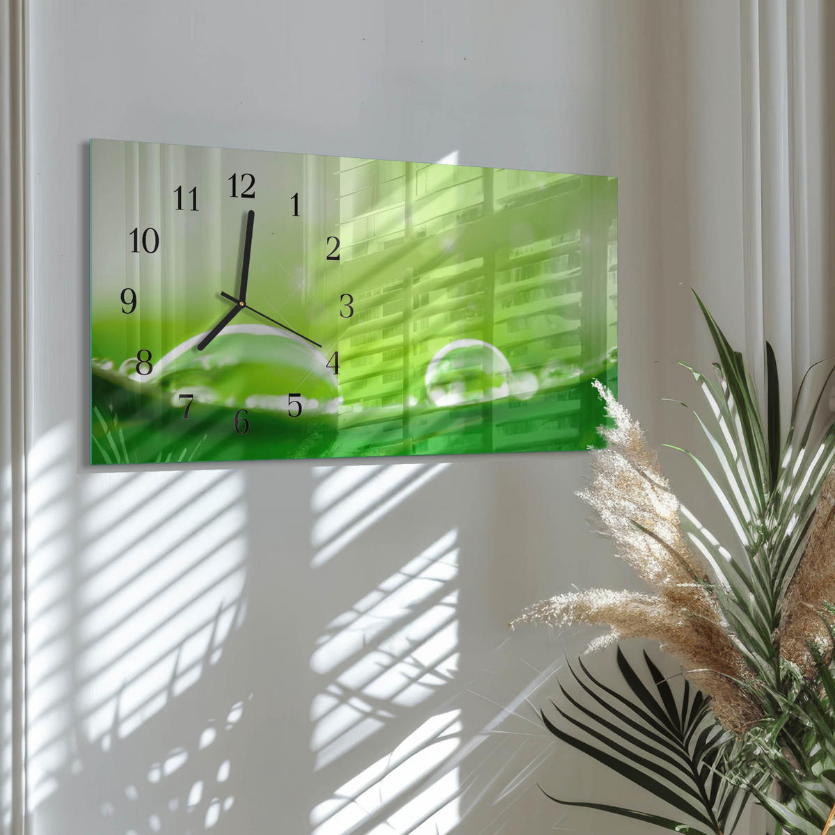 WANDUHR 60x30 cm - Schiff - Grün, Glas (60/30/0.4cm) - TULUP