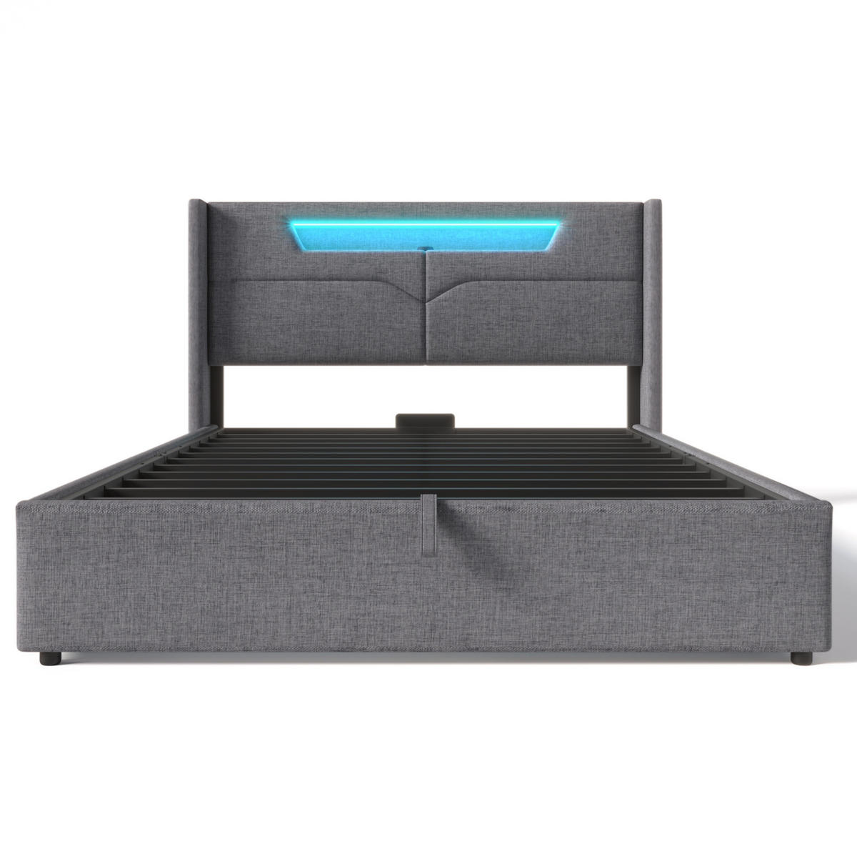 POLSTERBETT 140/200 cm Grau mit Stauraum mit LED-Beleuchtung und USB- und Type-C-Anschlüssen - Grau, Textil (140/200cm) - OKWISH