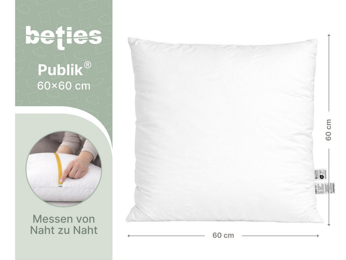 FEDERKISSEN Publik 60/60 cm - Creme, Textil (60/60cm) - beties Heimtextil