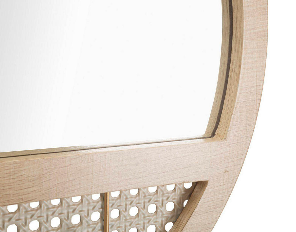 WANDSPIEGEL Fuji Ø 50 cm - Beige, Holzwerkstoff (50/50/5cm) - Mauro Ferretti