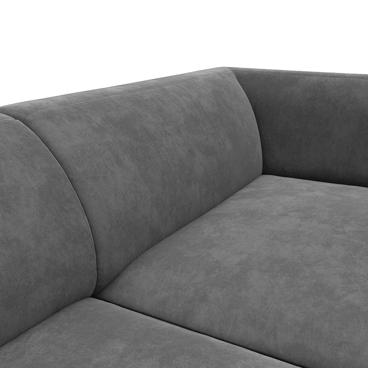 1,5-SITZER ECKSOFA mit Longchair - Schwarz/Grau, Textil/Metall (211/148cm) - home24