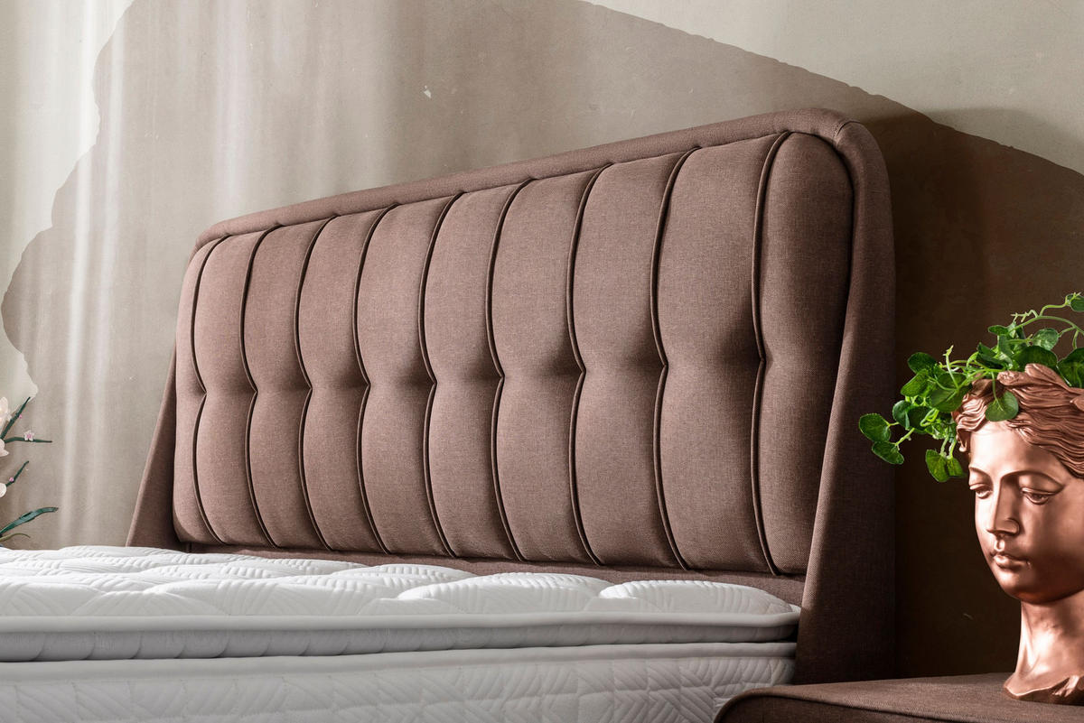 POLSTERBETT-SET Miracle 140x200 Braun - Bett inkl. Matratze - Braun, Metall (140/200cm) - Villa Möbel
