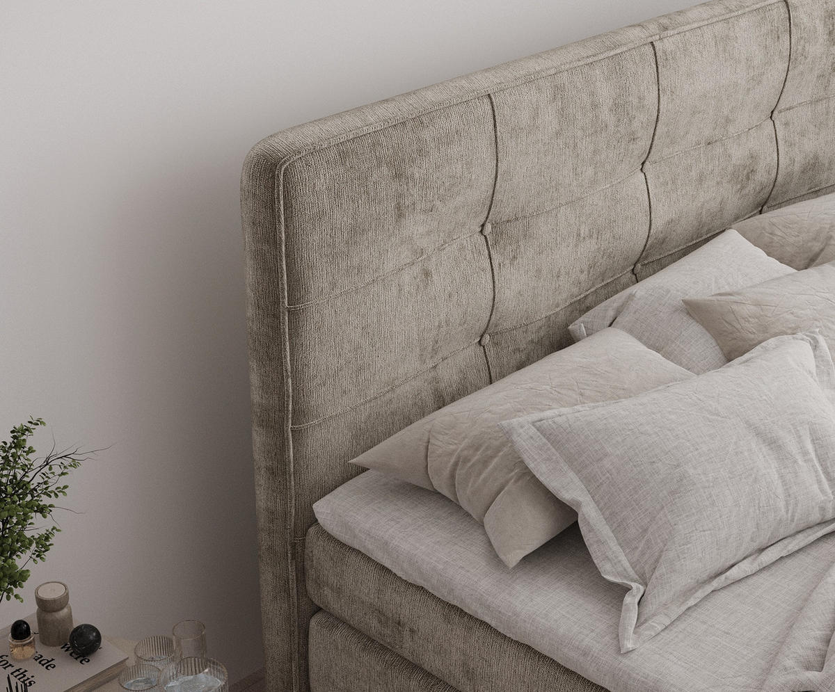 BOXSPRINGBETT Semplice Beige 180/200 cm - Beige/Schwarz, Holz/Holzwerkstoff (180/200cm) - Maison de Reve