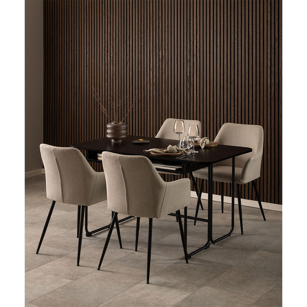 ESSTISCH, Darlington, Schwarz, MDF, 80 x 140 x 77 cm - Schwarz, Holzwerkstoff/Metall (140/80/77cm) - ebuy24