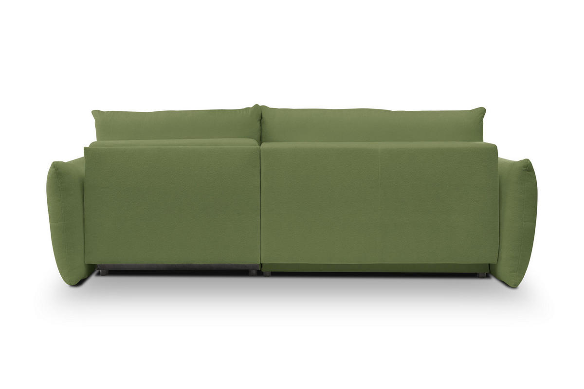 ECKSOFA MODA S Grün Geflochtener Stoff mit Schlaffunktion - Grün, Holz (257/177cm) - MASSENO
