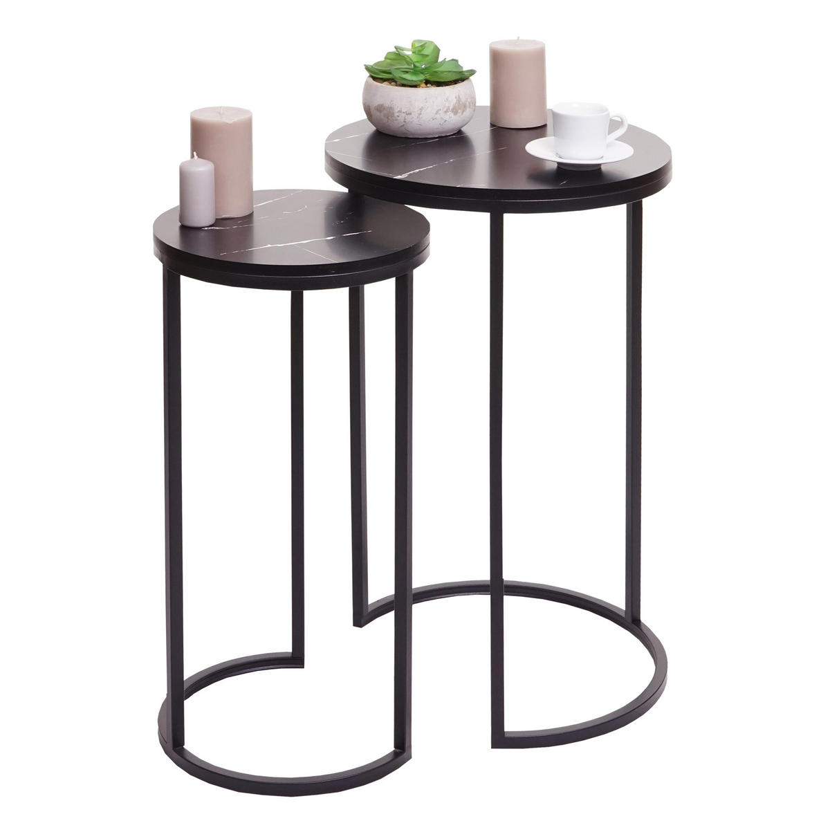BEISTELLTISCH rund Schwarz 2er-Set - Schwarz, Holzwerkstoff (40/40/64cm) - MCW