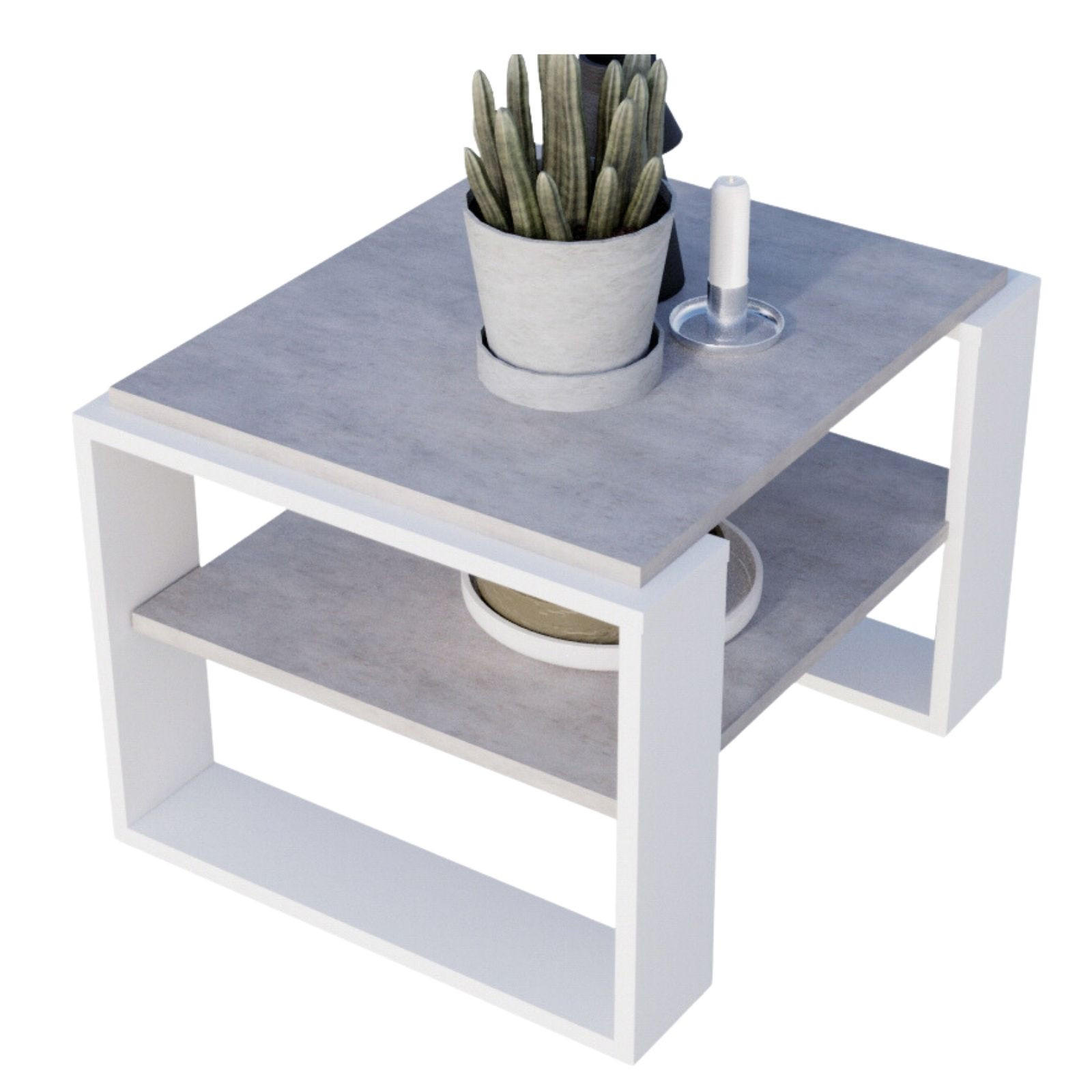 COUCHTISCH Kaja63 63/42/53,8 - Weiß/Grau, Holzwerkstoff (54/63/42cm) - RAUMHIRSCH FURNITURE