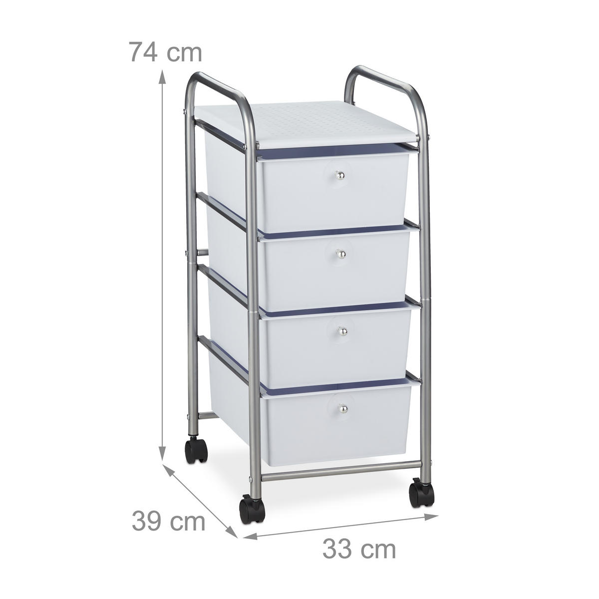 BADROLLWAGEN - Weiß, Kunststoff/Metall (33/74/39cm) - Relaxdays