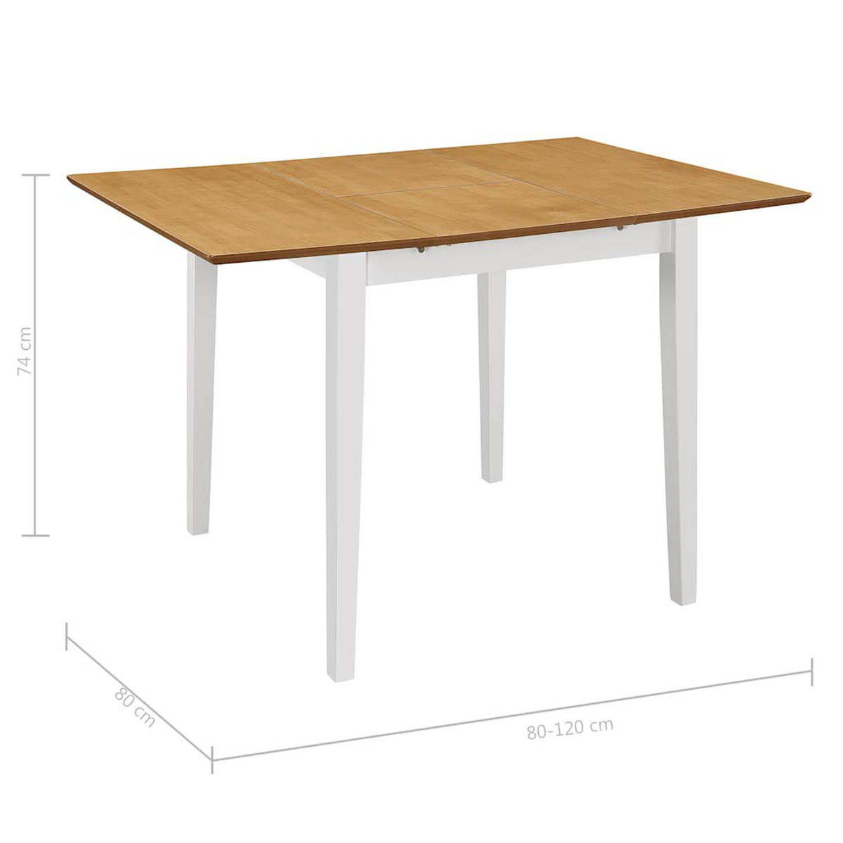 ESSTISCH Ausziehbar Weiss (80-120)X80/74 Cm Mdf - Weiß, Holzwerkstoff (120/80/74cm) - vidaXL