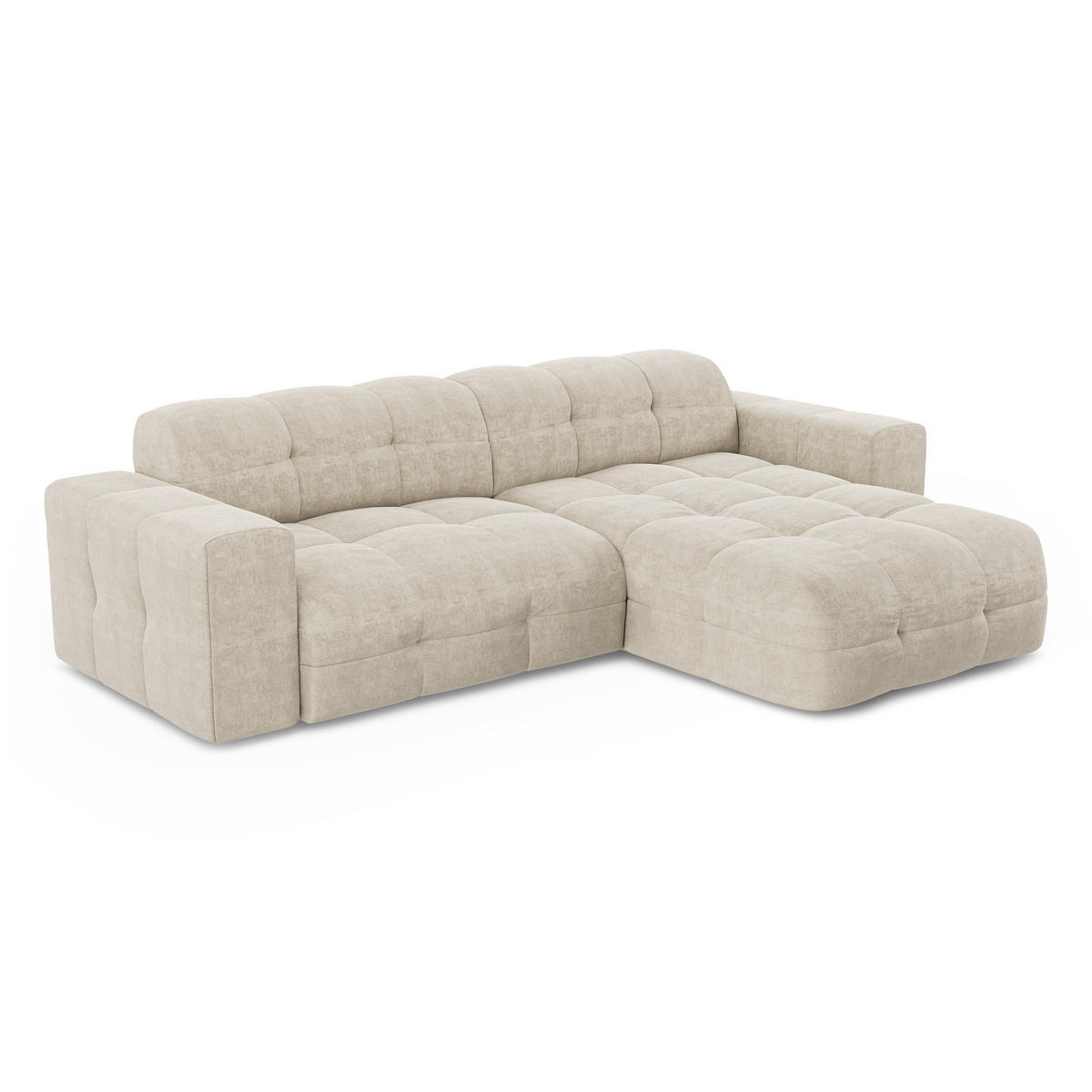 ECKSOFA RECHTS Samt Creme 230cm - Creme, Textil (230/155cm) - Sia Home