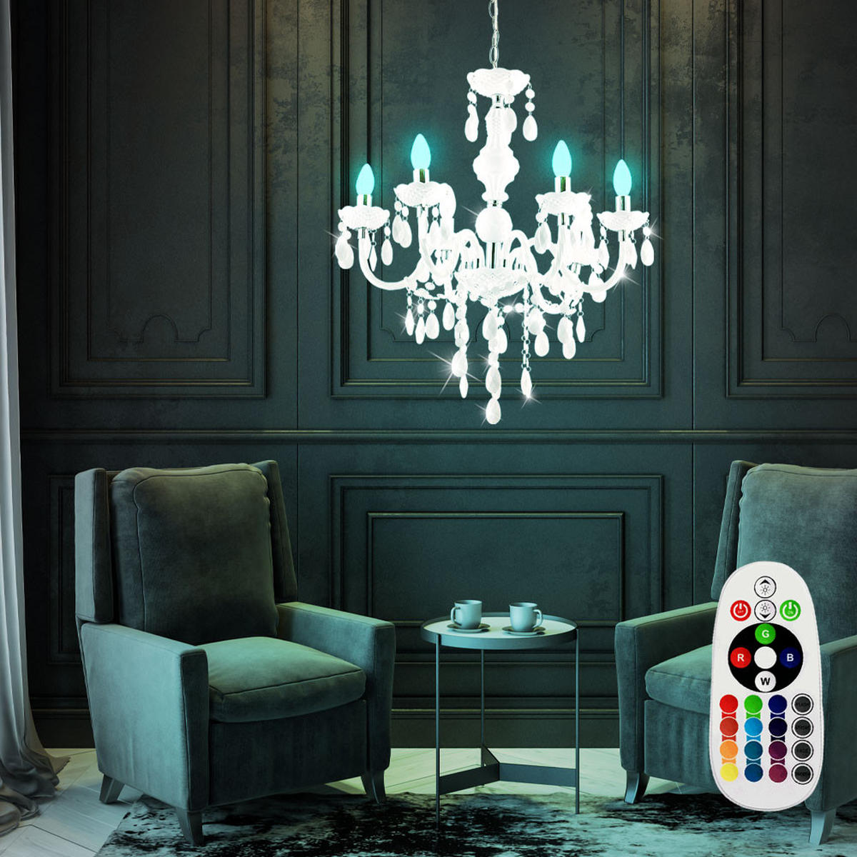 KRISTALL KRONLEUCHTER Transparent - Weiß, Metall (67/67/166cm)