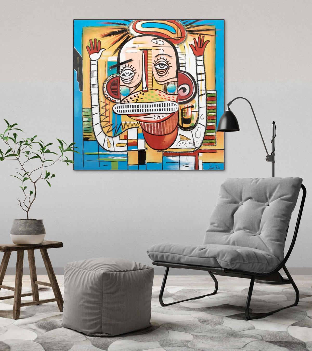 RUČNE MAĽOVANÝ AKRYLOVÝ OBRAZ 80/80 cm, viacfarebný, abstraktný dekoratívny motív - viacfarebná, drevo/textil (80/80cm) - KUNSTLOFT