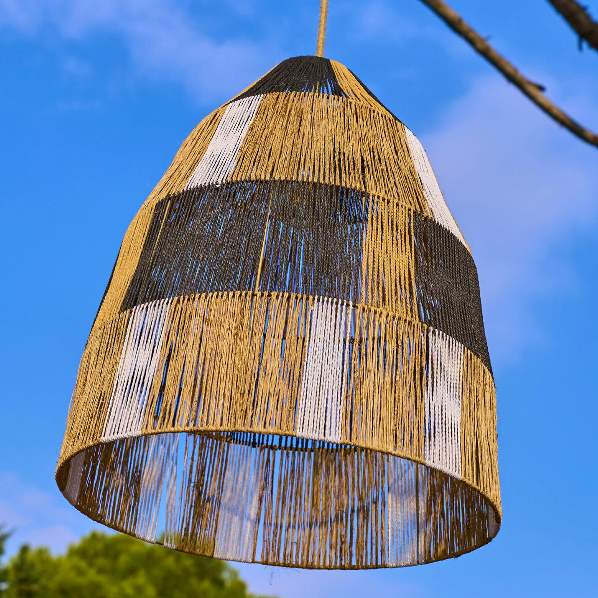 ZAHARA D50CM 5M netzbetriebene Pendelleuchte - Beige, Naturmaterialien (50/50/58cm) - Lumisky