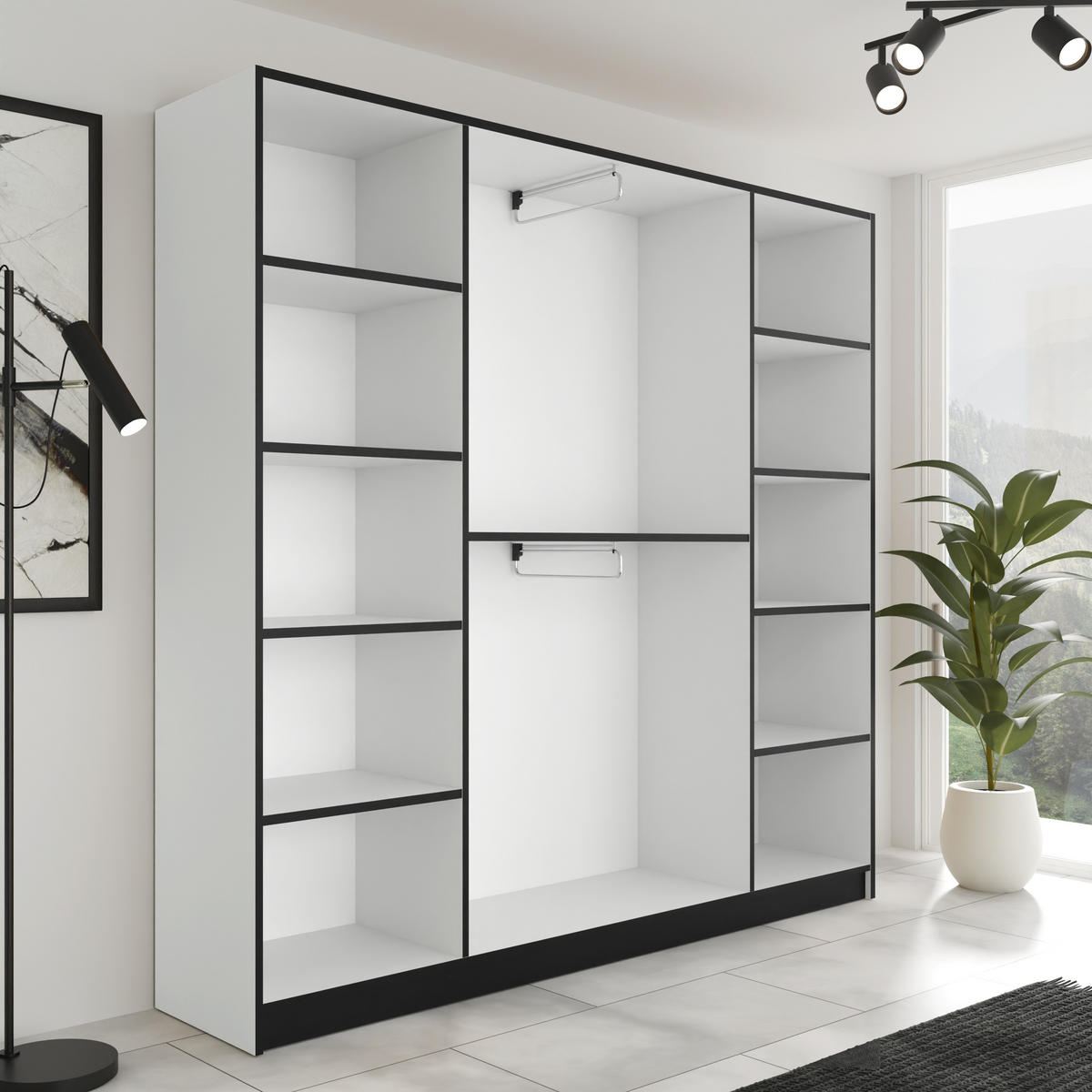 DREHTÜRENSCHRANK ROJ MIT AUFSATZ 4D weiß - Weiß, Holzwerkstoff (207/247/39cm) - Kier Furniture