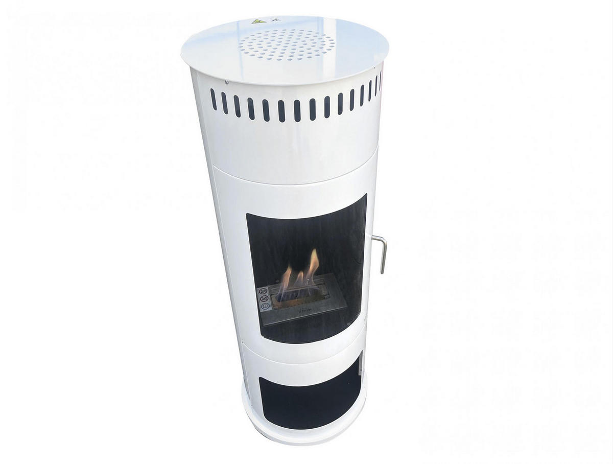 BIOETHANOL-OFEN Weiß inklusive 2 L-Tank und 3 kW Leistung - Weiß, Metall (46/112/46cm) - Purline