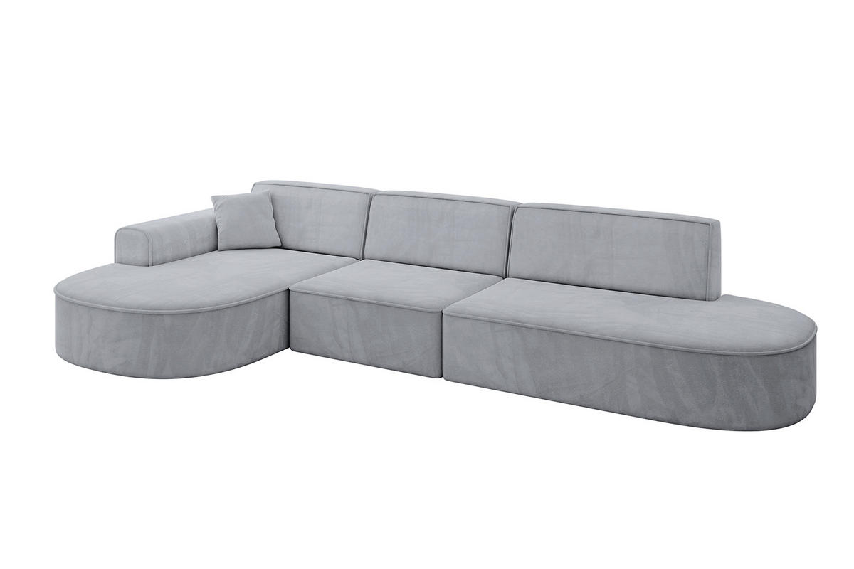 ECKSOFA Ottomane Links MARI-L2 - 328x171x79 cm Grau Velours - Schwarz/Grau, Holzwerkstoff/Kunststoff (328/171cm) - ALTDECOR