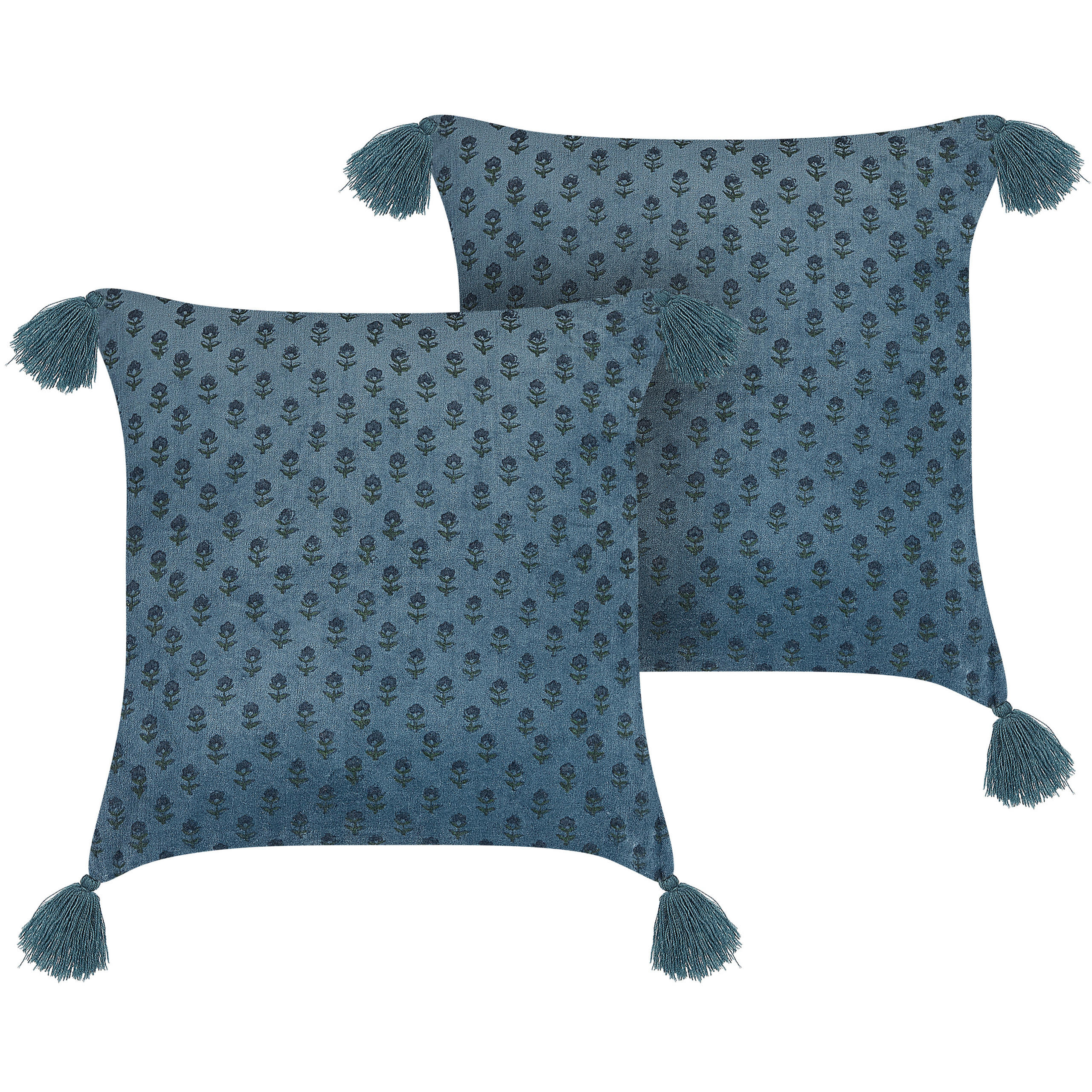 DEKOKISSEN 2er-Set Dunkelblau 45/45 cm Ribes - Dunkelblau, Textil (45/45cm) - Beliani