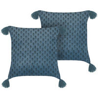 DEKOKISSEN 2er-Set Dunkelblau 45/45 cm Ribes - Dunkelblau, Textil (45/45cm) - Beliani