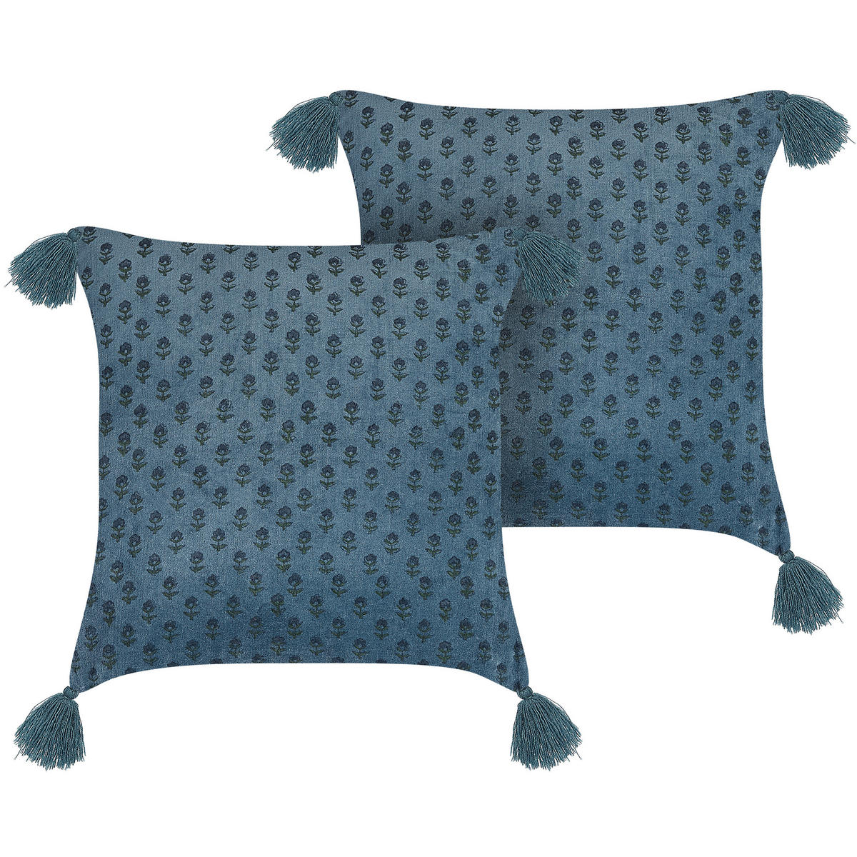 DEKOKISSEN 2er-Set Dunkelblau 45/45 cm Ribes - Dunkelblau, Textil (45/45cm) - Beliani