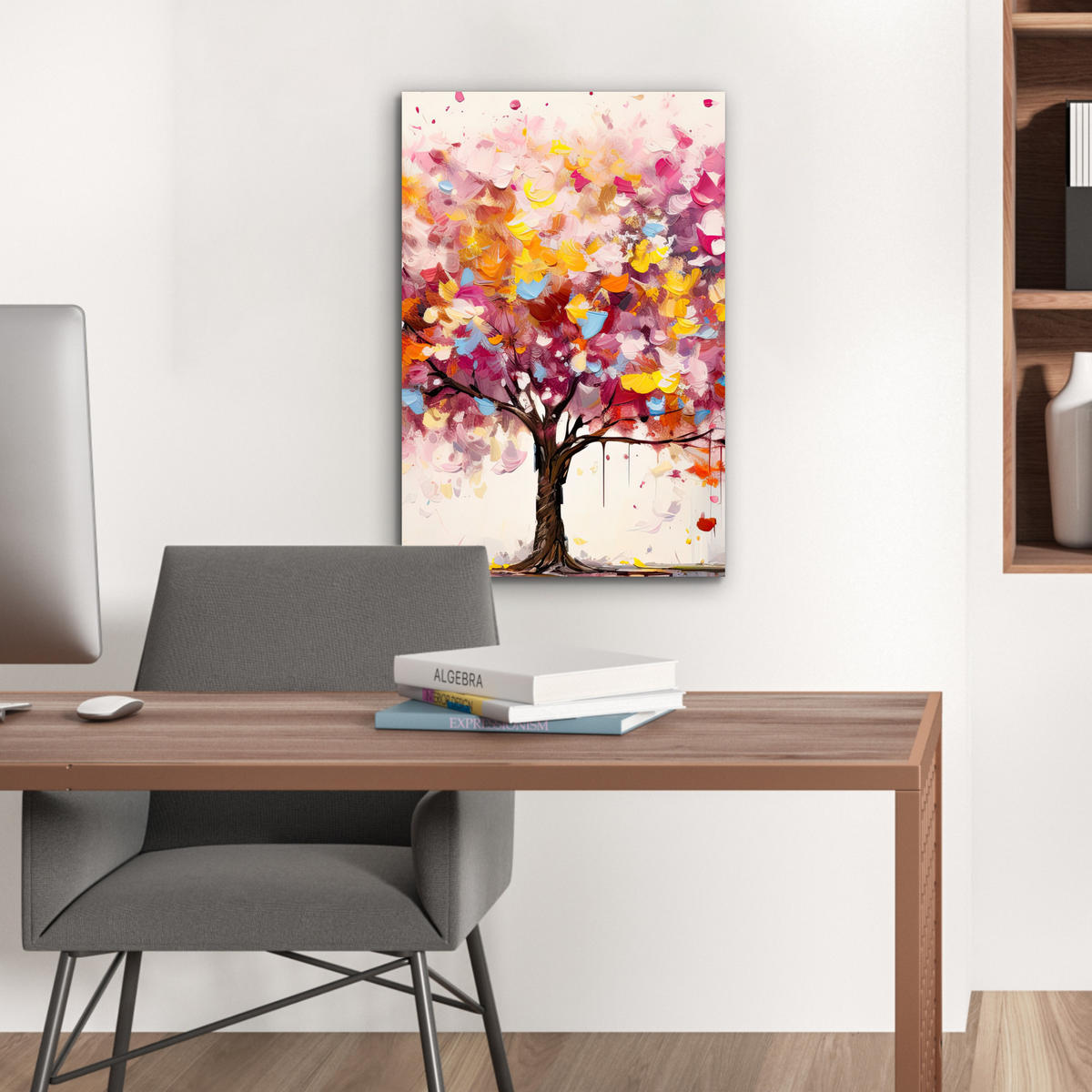 METALLBILD Aquarell - Baum - Kunst - Abstrakt 40x60 cm - Multicolor, Metall (40/60cm) - MuchoWow