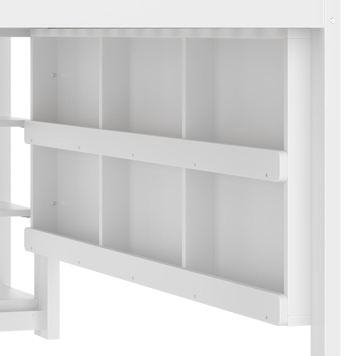HOCHBETT 90/200 cm Weiß mit LED, Rutsche und Stauraum ohne Matratze - Weiß, Holz (90/200cm) - MIVRAY