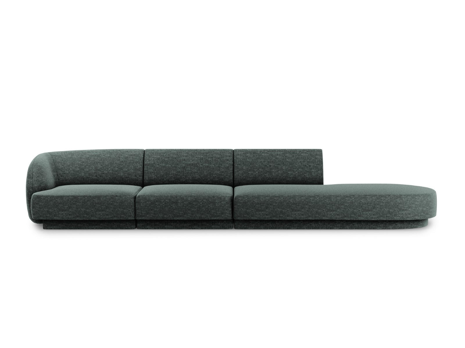RECHTES-SOFA Miley aus Chenille-Stoff petrol 4 Sitzplätze - Petrol, Textil (90/70/323cm) - Micadoni