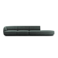 RECHTES-SOFA Miley aus Chenille-Stoff petrol 4 Sitzplätze - Petrol, Textil (90/70/323cm) - Micadoni