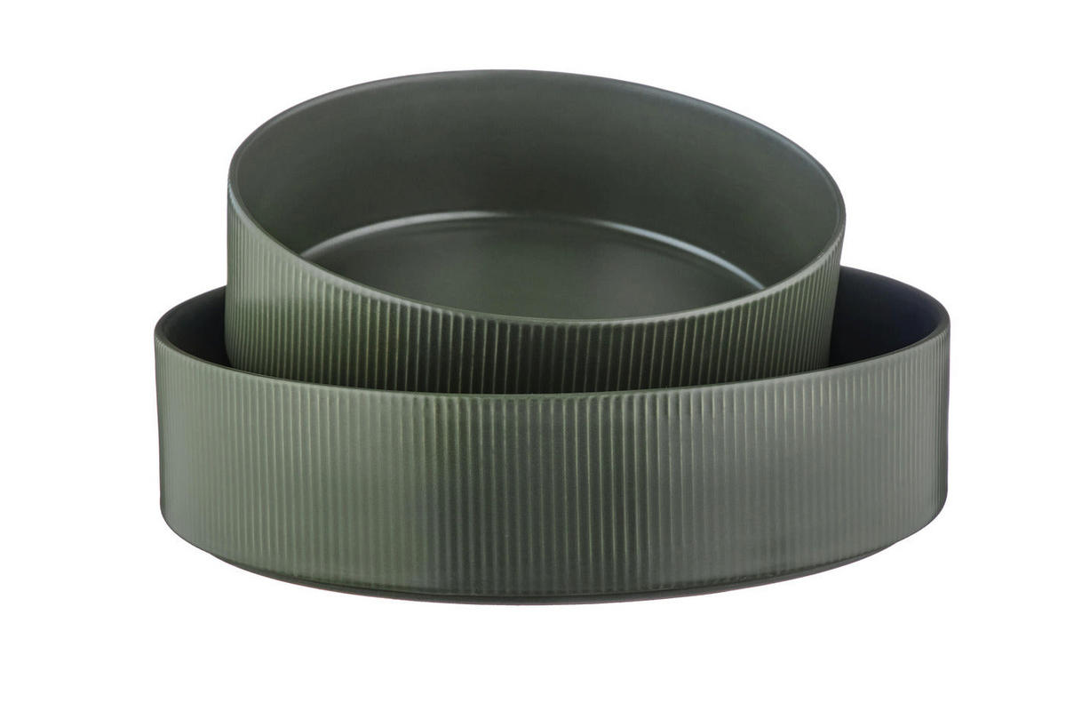 SALATSCHALEN Scandi Ø21,5cm und Ø27,5cm - 2er-Set - Olive - Grün, Keramik - Björn