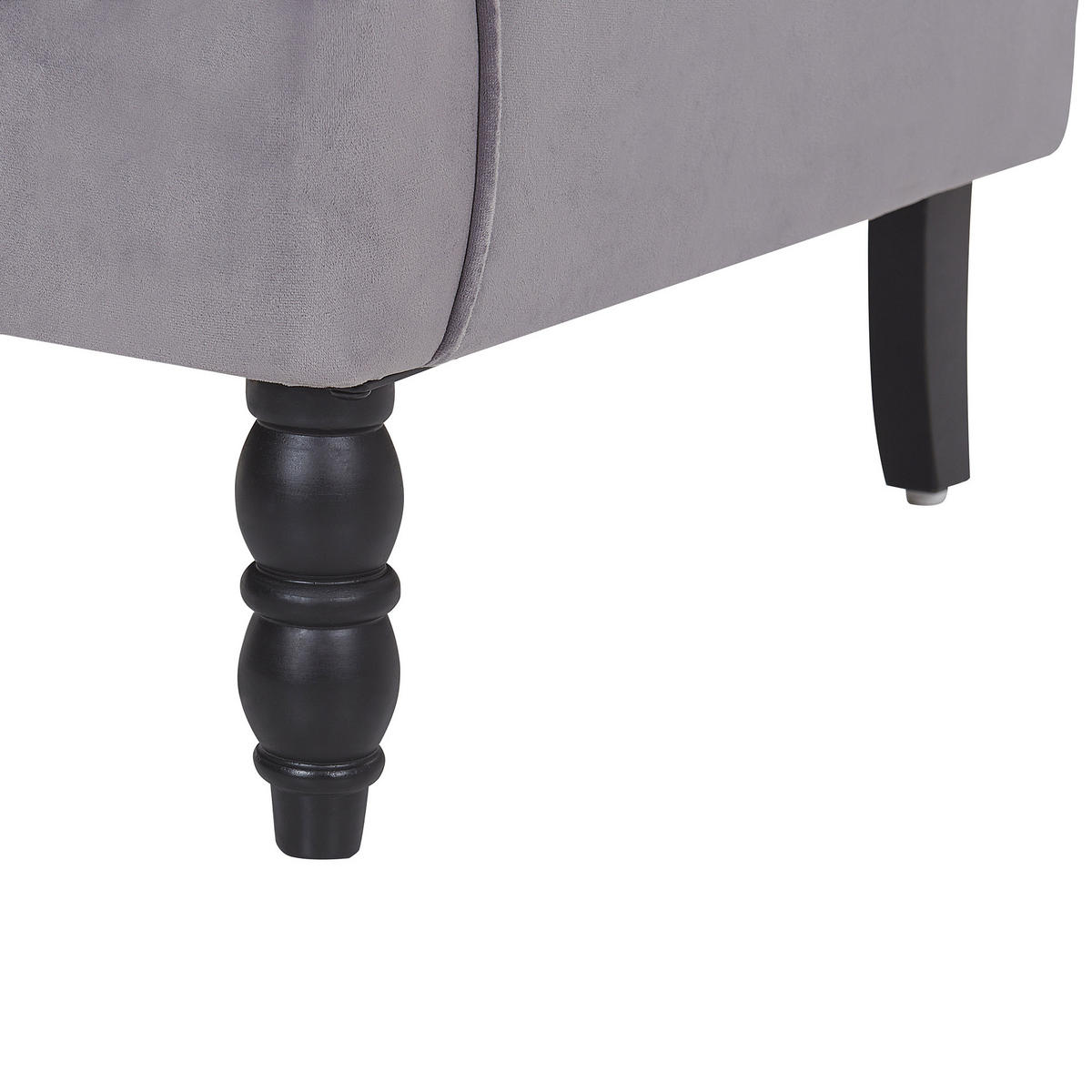SESSEL Samtstoff grau plus Hocker Sandset - Grau, Textil (72/101/75cm) - Beliani
