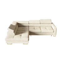 ECKSOFA Gold MERY Mit Verstellbaren Kopfstützen Links - Ecru/Goldfarben, Textil (250/200cm) - Sepro Meble