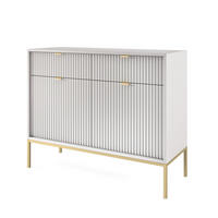 KOMMODE STELLARE 104/83/39 cm mit 2 Schubladen 2 Türen Grau - Goldfarben/Grau, Holzwerkstoff (104/83/39cm) - MASSENO