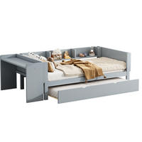 POLSTERBETT 90/200 cm Grau aus Kiefernholz und MDF mit Ausziehbett und Schreibtisch - Grau, Holz (90/200cm) - OKMYHOME